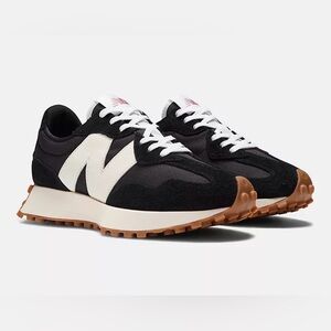 New Balance 327 Black, White + Mineral Red
